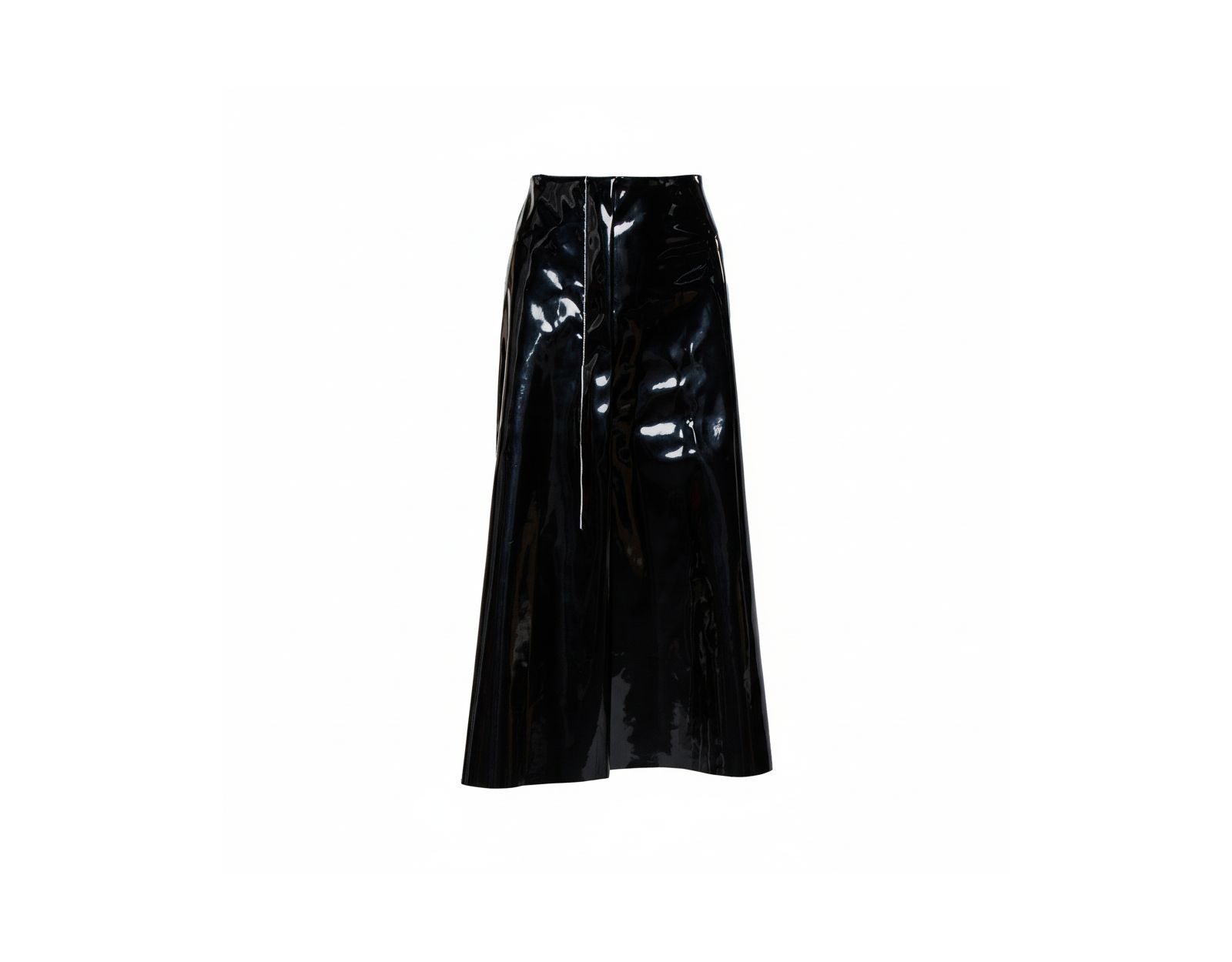 Pre-Owned Marni Women's Faux Patent Leather Hanging Thread Detail Midi Skirt