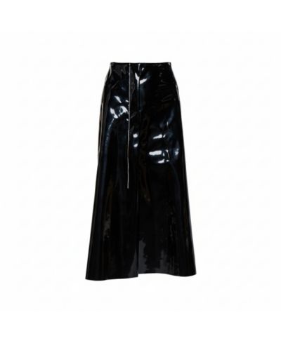 Pre-Owned Marni Women's Faux Patent Leather Hanging Thread Detail Midi Skirt