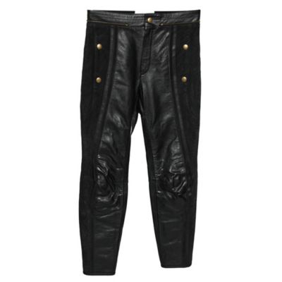 Брюки Pre-Owned Chloe Women's Black Leather & Nubuck Paneled Cropped Biker