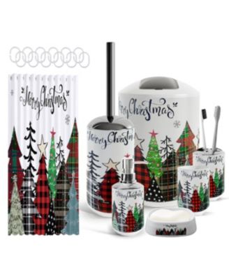 Набор аксессуаров для ванной комнаты Clara Clark 19-Piece Complete Holiday Decor & Accessory Set с занавеской для душа