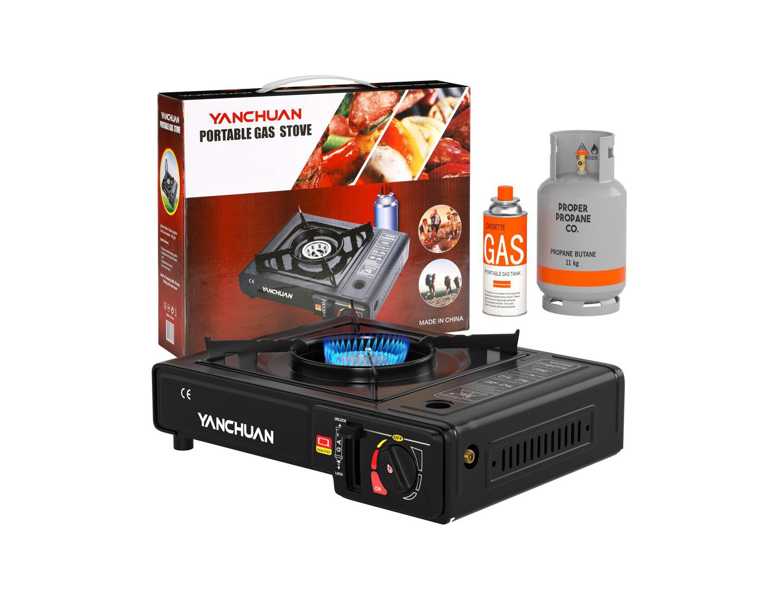 Artudatech Portable Dual-Fuel Butane/LPG Camp Stove with Electronic Ignition & Adjustable Flame Control
