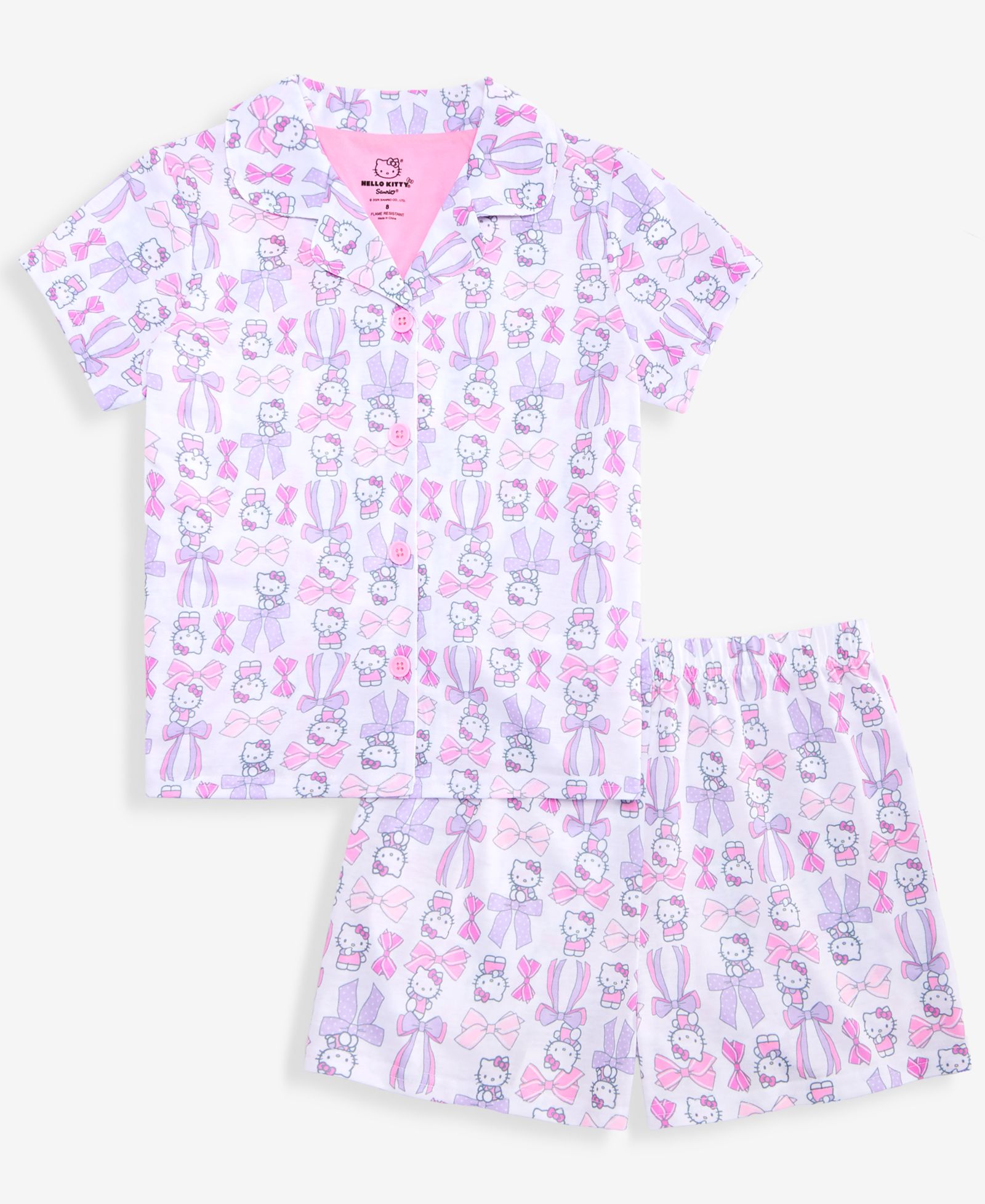 Детская пижама Hello Kitty 2-Piece Set с короткими рукавами и пуговицами