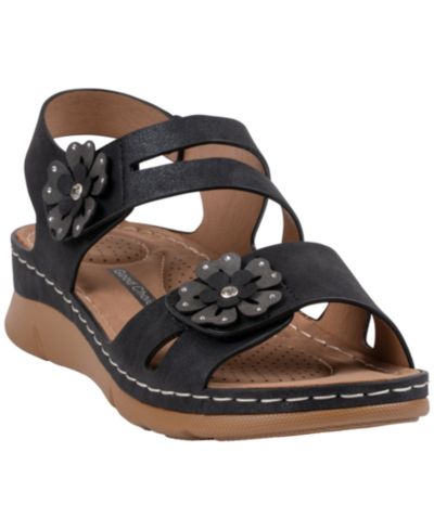 Женские сандалии GC Shoes Women's Cadance Double Band Rosette Comfort