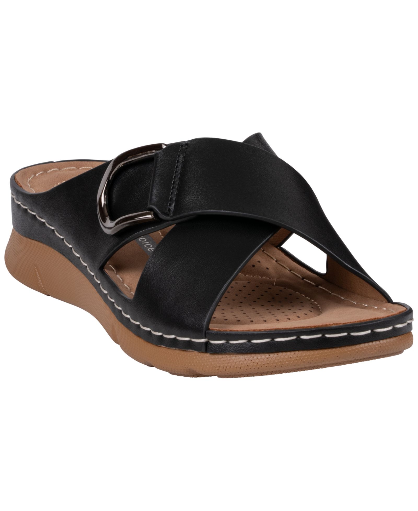 GC Shoes Women's Eanna Crisscross Comfort Wedge Sandals