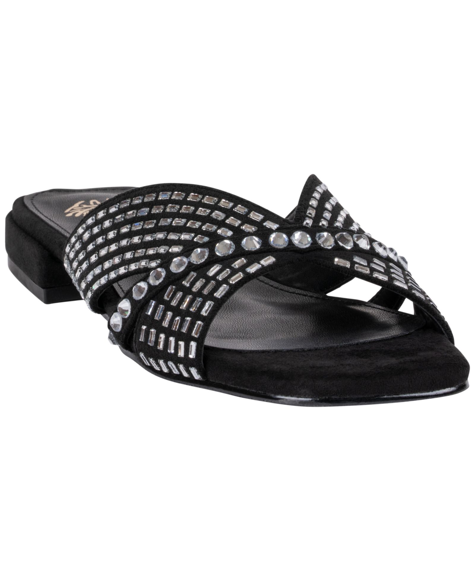 GC Shoes Women's Elara Embellished Slide Flat Sandals