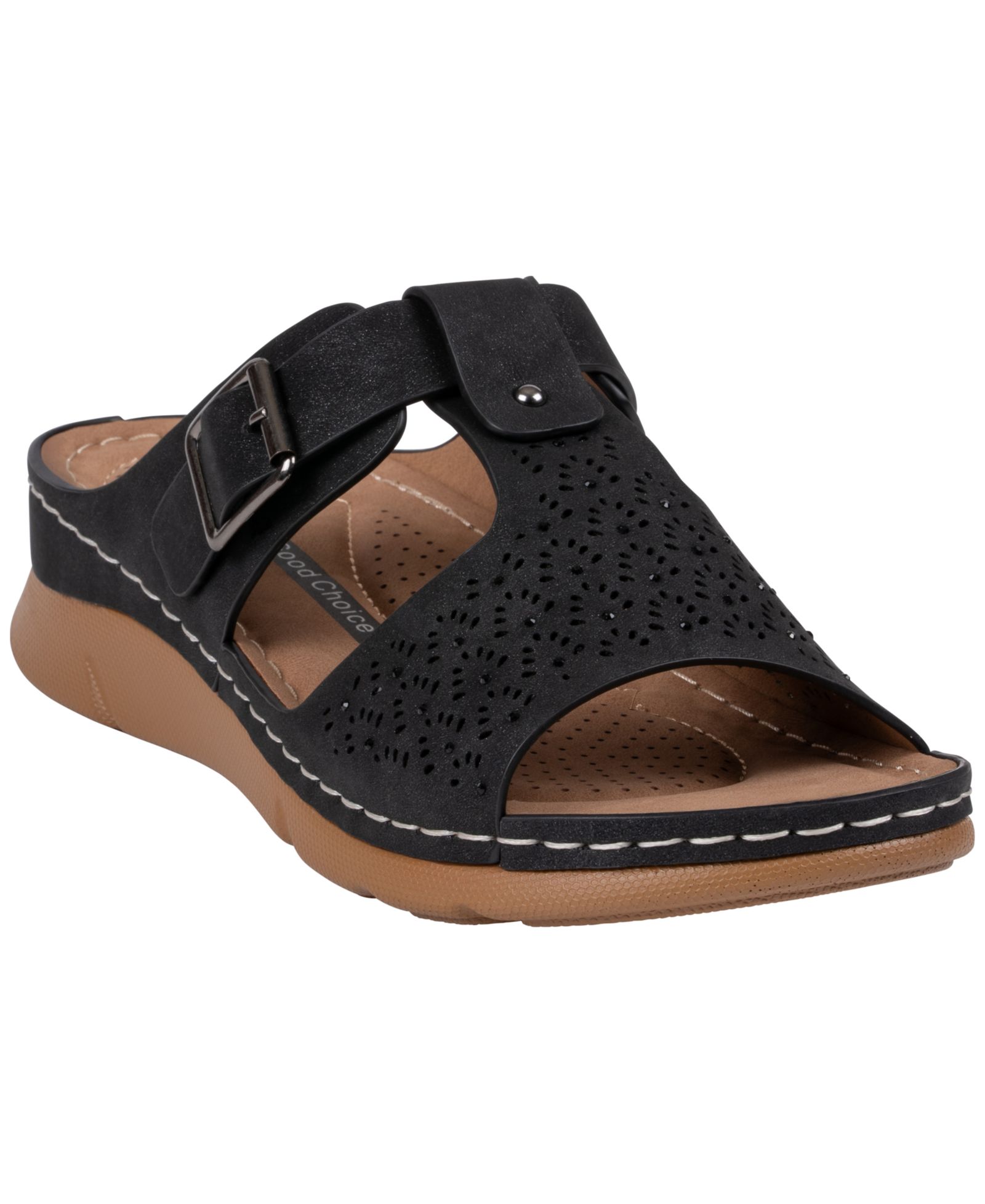 GC Shoes Women's Loni Embellished Comfort  Round Toe Sandals