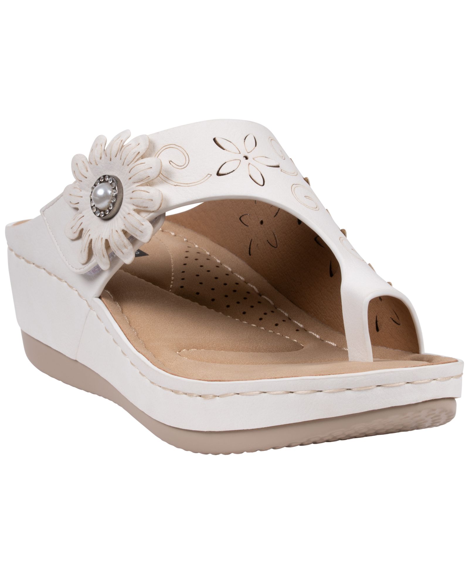 GC Shoes Women's Skylar Toe Loop Wedge Sandals