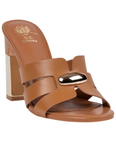 GC Shoes Women's Verona Metal Accent Block Heel Dress Sandals