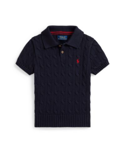 Polo Ralph Lauren Детский хлопковый поло-свитер с вязаным узором Cable-Knit, 2-7