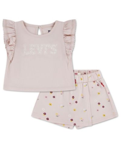Levi's Baby Girls' Knit Top and Ditsy Skort, 2-Piece Set