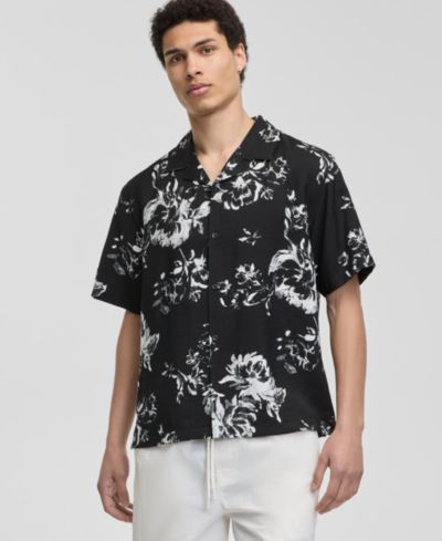 Mode of One Men's Botanical-Print Relaxed Camp Shirt, Macy's Exclusive