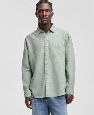 Мужская рубашка Sun + Stone 100% Linen Relaxed Long-Sleeve Garment-Dyed