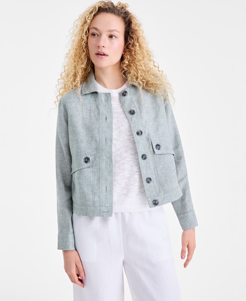 Charter Club Women's Linen-Blend Field Jacket, Created for Macy's