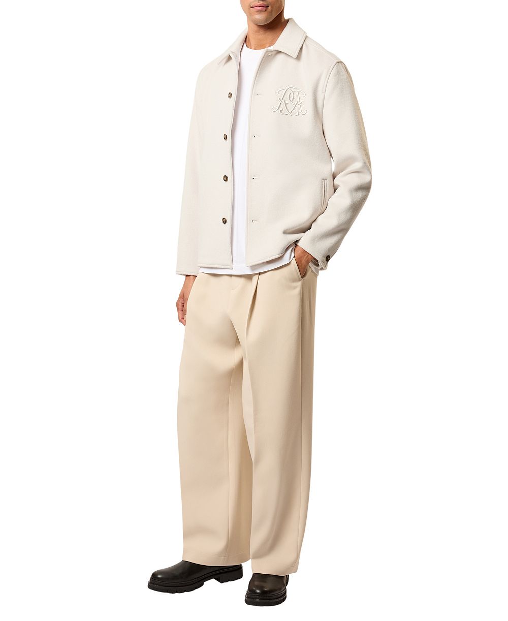 REISS Men's Champ Relaxed-Fit Wool-Blend Monogram Jacket