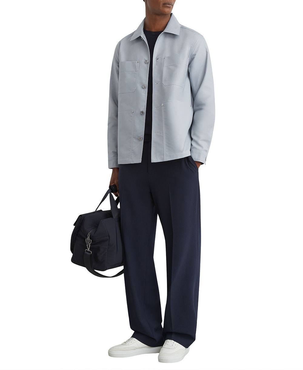 REISS Men's Yorker Cotton-Twill Four-Pocket Overshirt