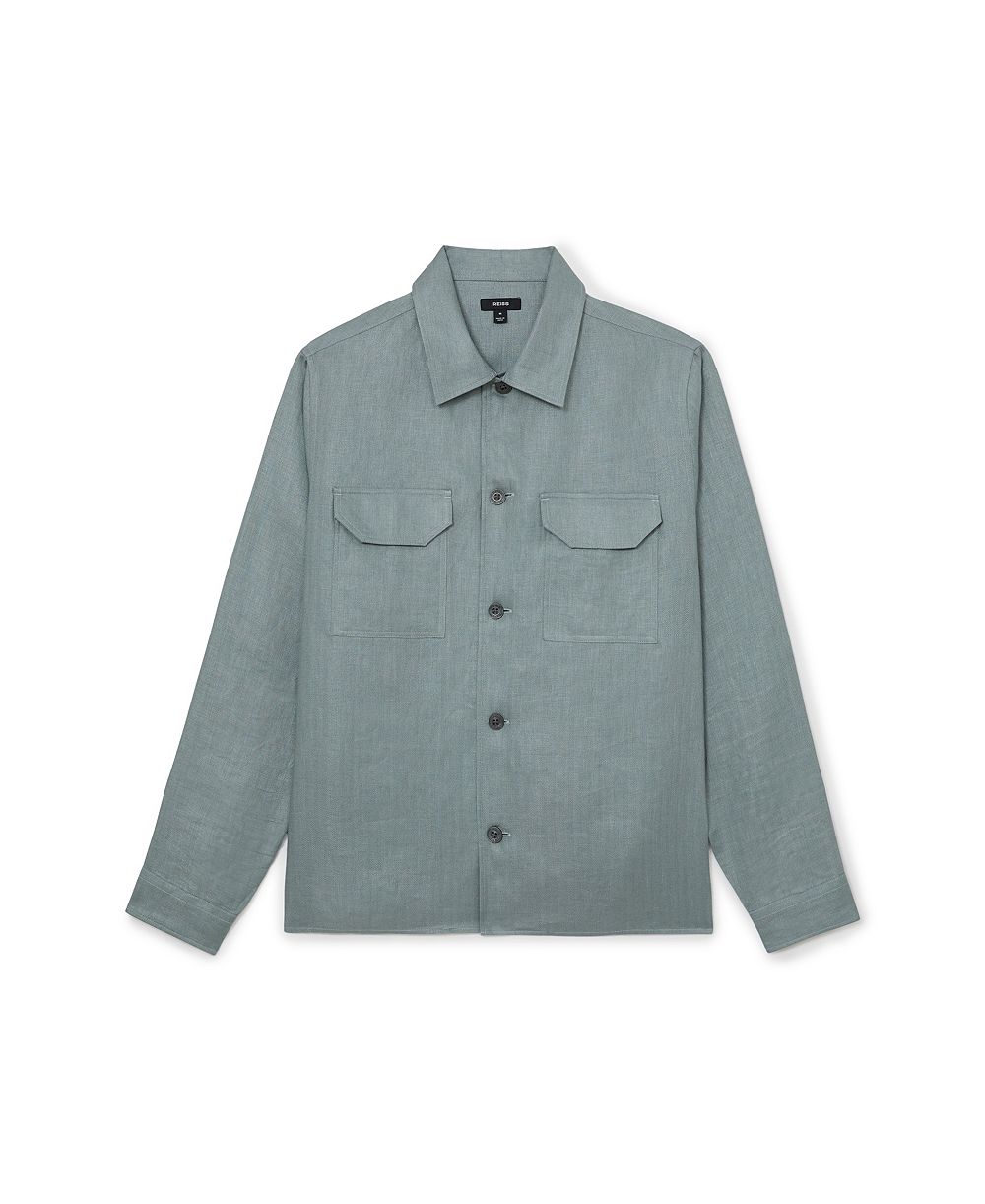 Мужская рубашка в полоску REISS Polasio Herringbone