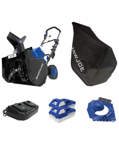 Snow Joe 24 V Snow Blower IONMAX, 2x4.0-Ah Batteries, Dual Port Charger, & Cover