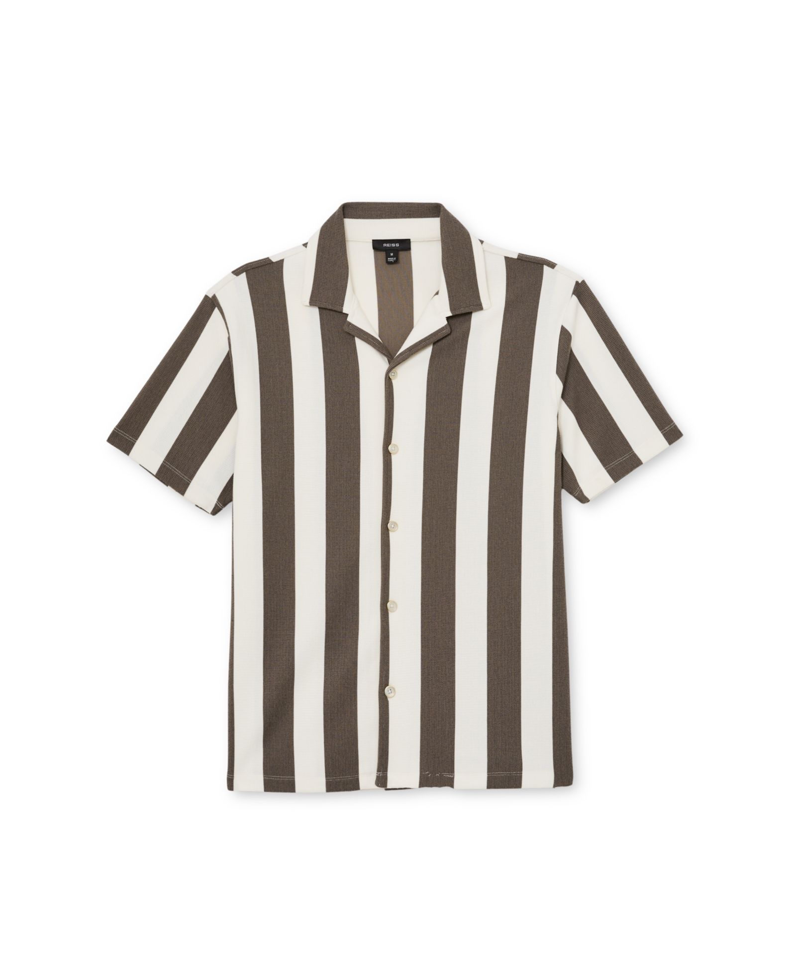 REISS Men's Dexter Block Stripe Cuban Shirt