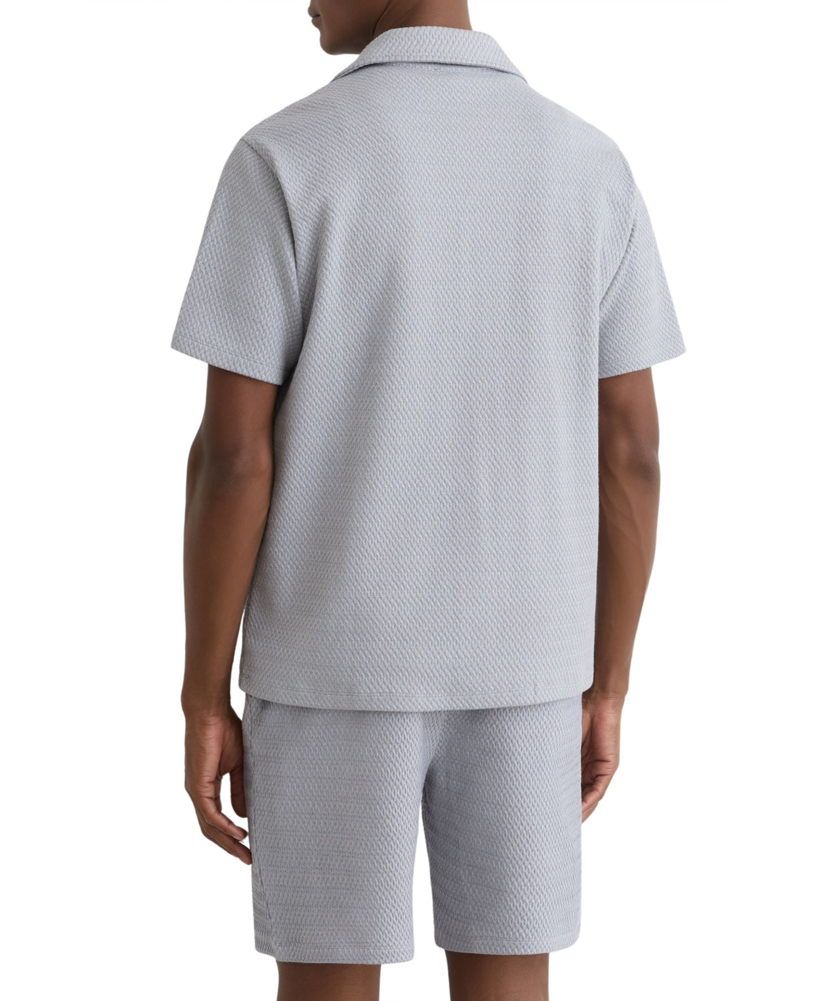 REISS Men's Felipe Textured Jacquard Cuban Shirt