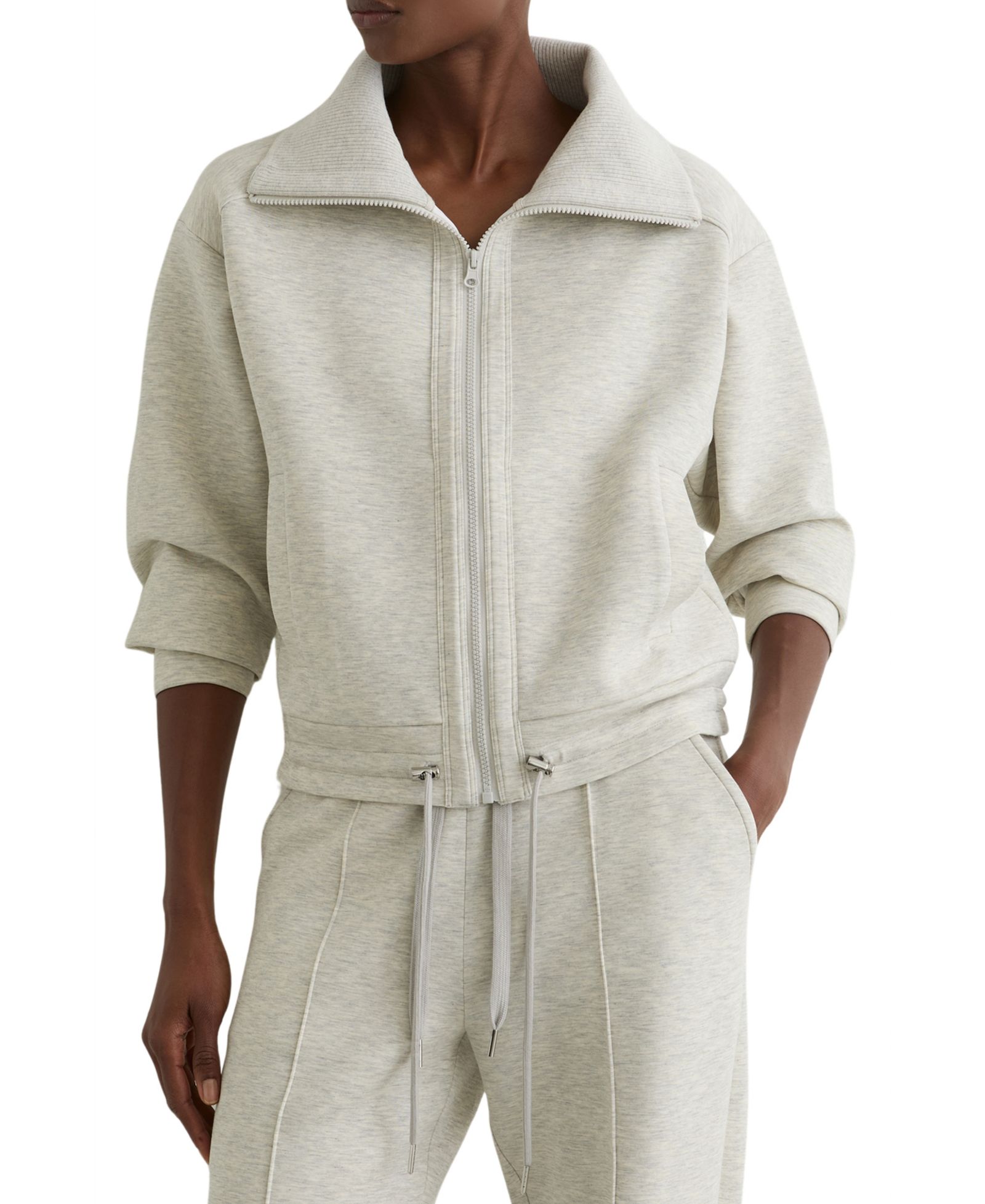 REISS Women's Premium Interlock Zip-Front Sweatshirt