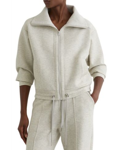 REISS Women's Premium Interlock Zip-Front Sweatshirt