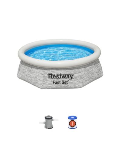 Bestway круглый надувной бассейн для улицы с насосом-фильтром, Gray