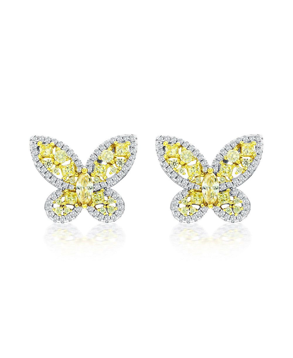 Серьги-бабочки Suzy Levian New York из стерлингового серебра с многогранным кластером из кубического циркония