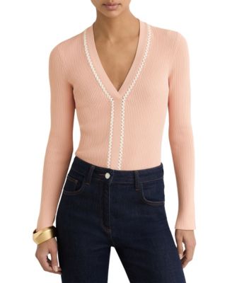 REISS Women's Craft-Stitch Rib-Knit Sweatshirt