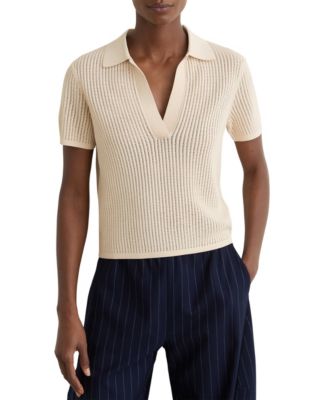 Женский трикотажный поло REISS Open-Stitch Knitted