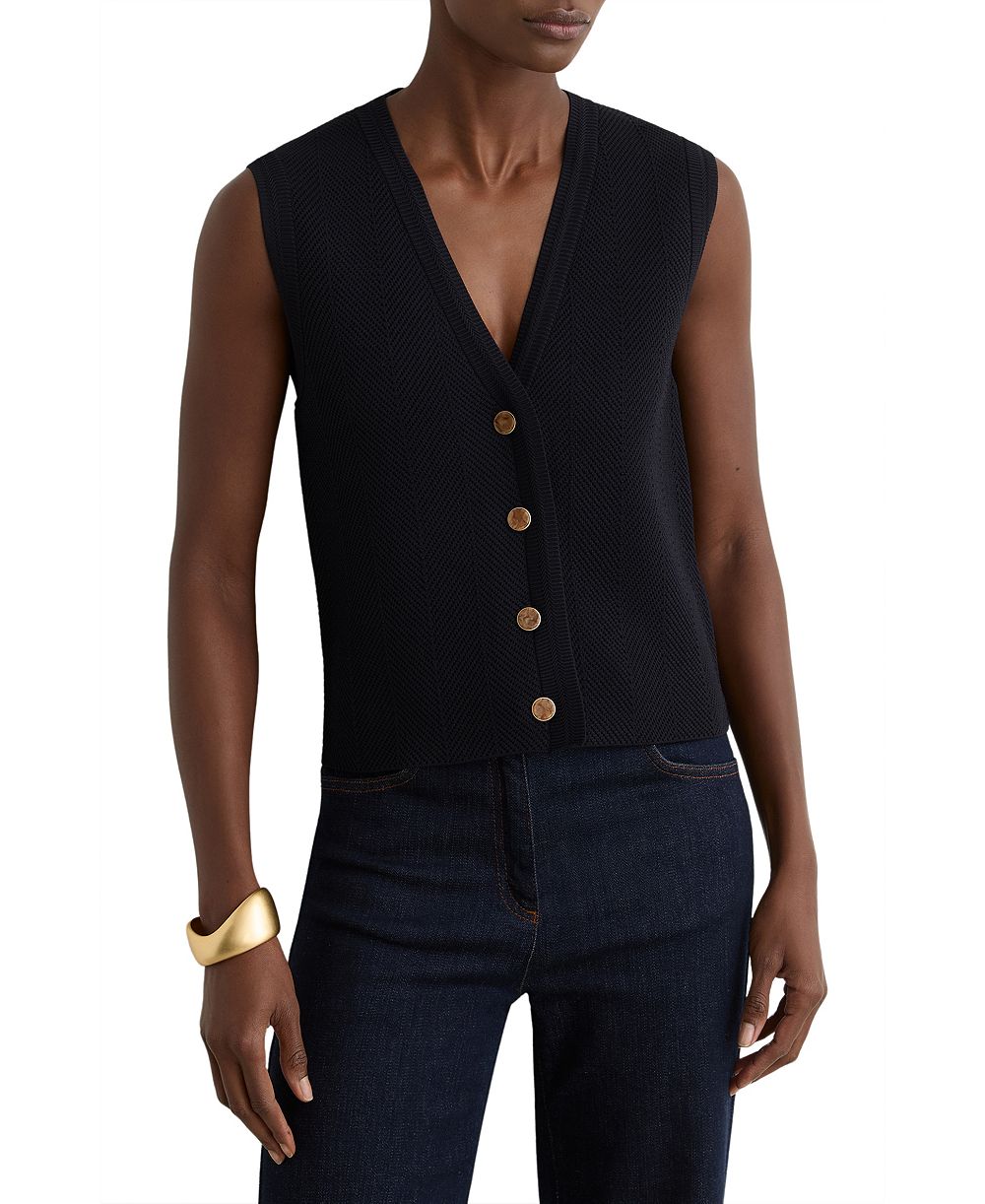 REISS Women's Ria Knitted Waistcoat