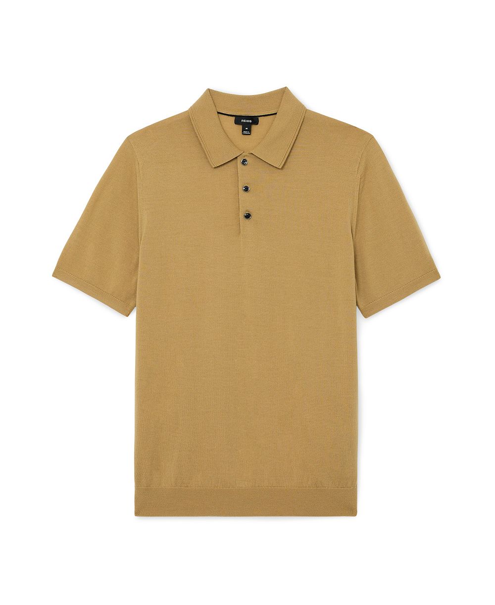 Мужское поло REISS Manor Half Button Merino Wool