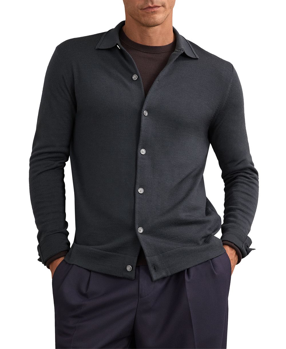 REISS Мужская Форбс мериносовая шерсть узкая кардиган