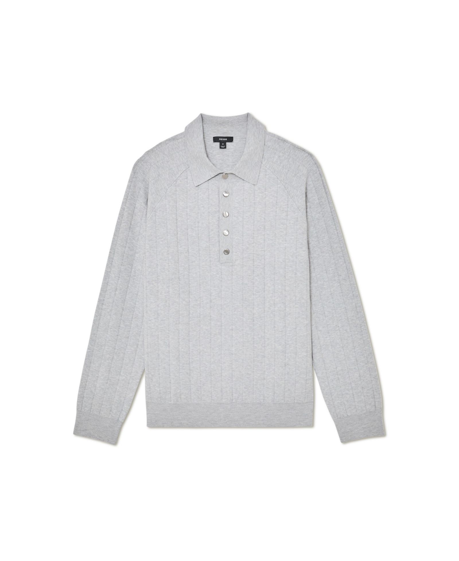 Мужской поло REISS Dillingham Half Button Wide Ribbed