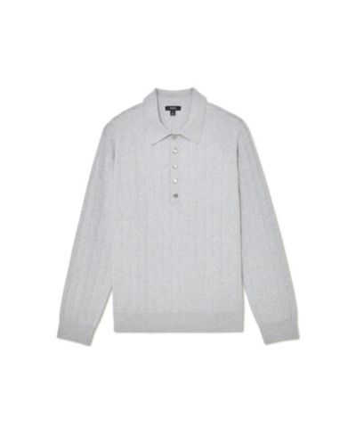 REISS Men's Dillingham Half Button Wide Ribbed Polo Shirt