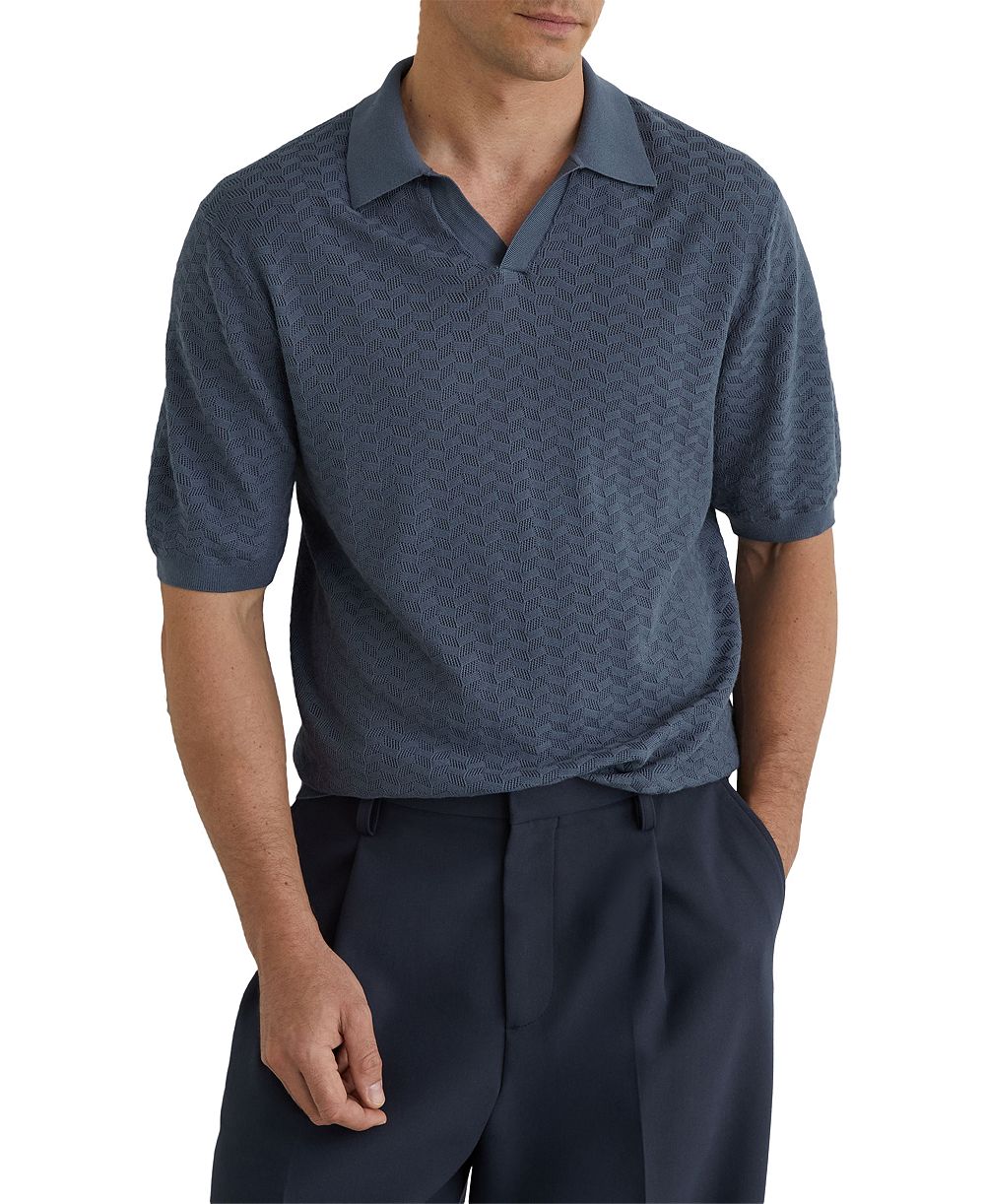 Мужская рубашка-поло REISS Sol Open Collar Textured