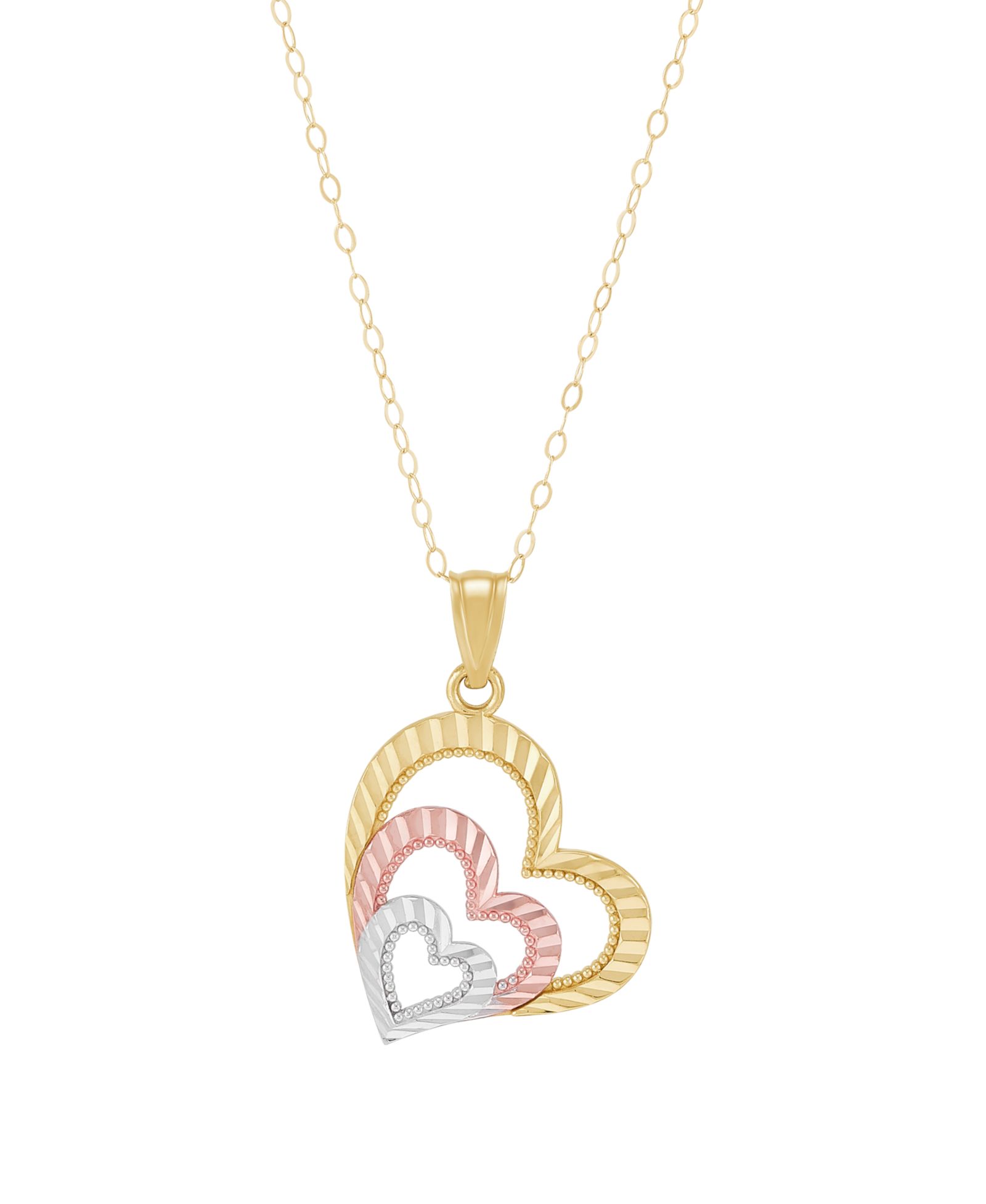 Подвеска Tripe Heart из желтого и розового золота 10k
