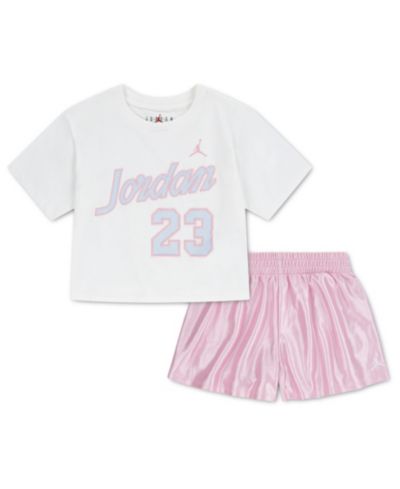 Jordan Girls' 4T-6X Flowy Durasheen Crewneck T-Shirt and Shorts, 2-Piece Set