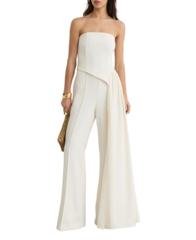 REISS Women's Strapless Drape Wide-Leg Jumpsuit