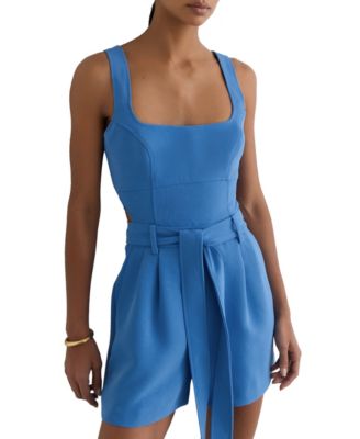 REISS Women's Structured Cut-Out Belted Playsuit