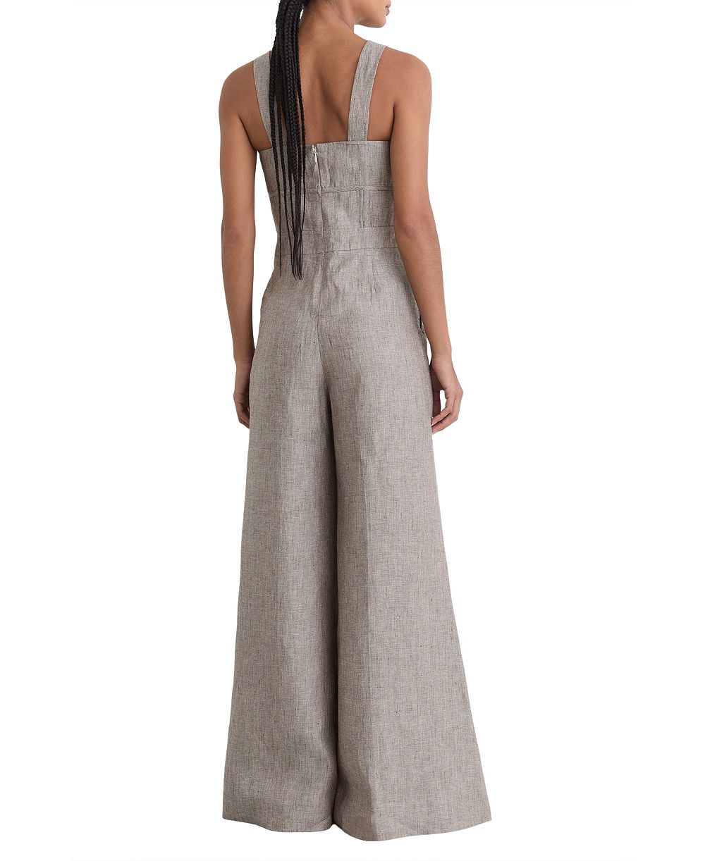 REISS Women's Flora Structured Linen Jumpsuit