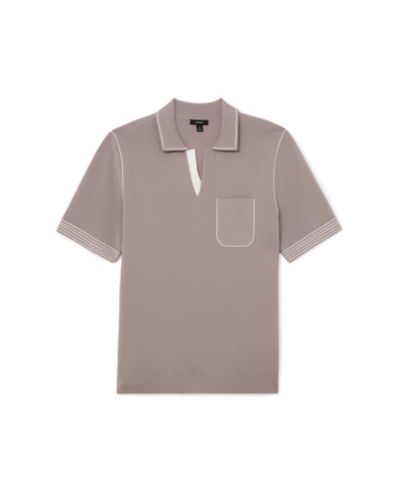 Мужское поло REISS Newbury Open Collar Piped Stitch Detail