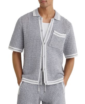 REISS Мужская рубашка Meadows Button Through Crochet