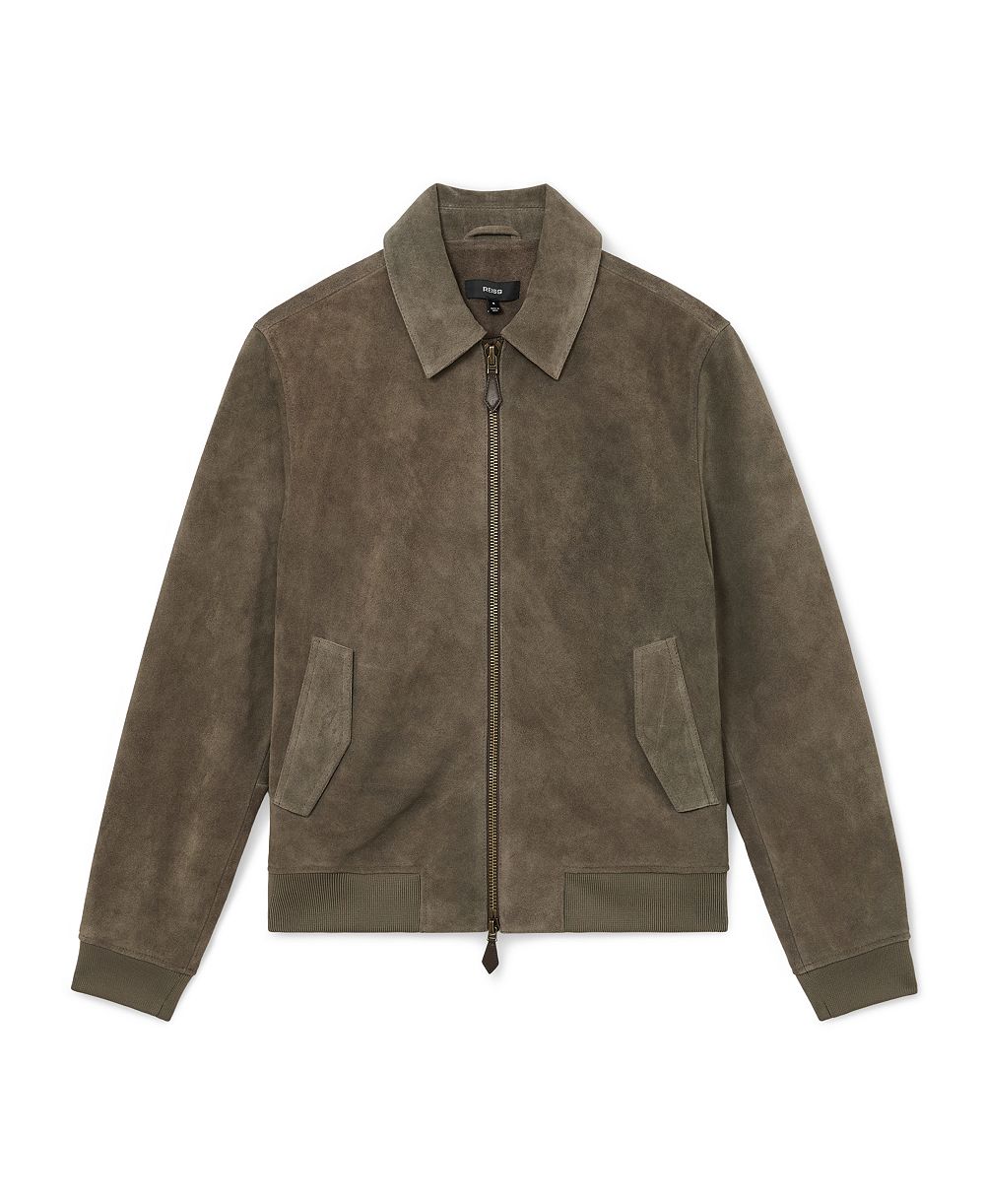 REISS Men's Sainsie Suede Zip-Through Jacket