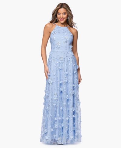 Платье XSCAPE Petite 3D Sequin Halter Neck Gown