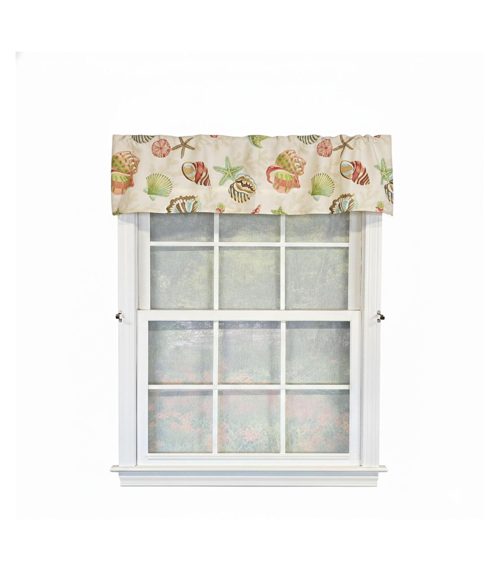 RLF Home 100% Cotton High Quality Beachbound Tailored Window Valance with 1.5" Rod Pocket 50" W X 12" L Multi