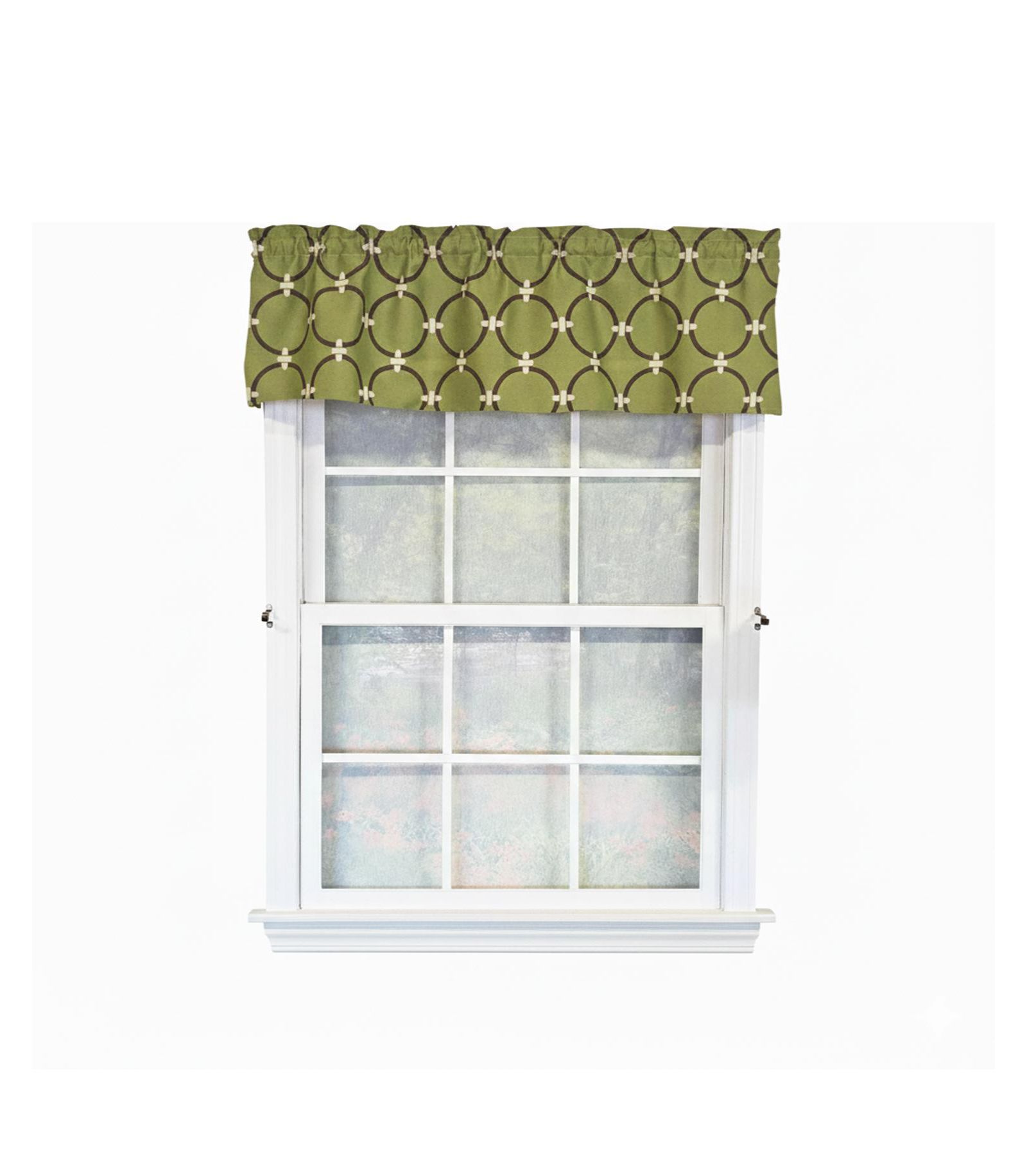RLF Home 100% Cotton High Quality Rings Tailored Window Valance with 1.5" Rod Pocket 50" W X 12" L Green