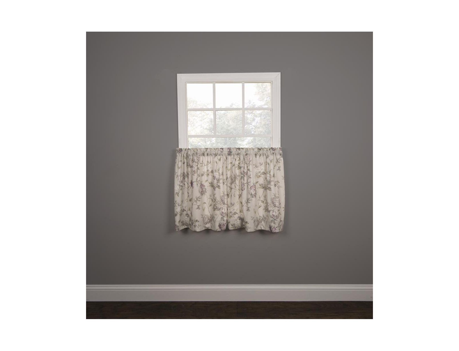 Ellis Curtain Abigail Design Printed Room Darkening 2-Piece Window Rod Pocket Pair Set With 2 Tiers - 56x24" - 56" x 24" Lilac