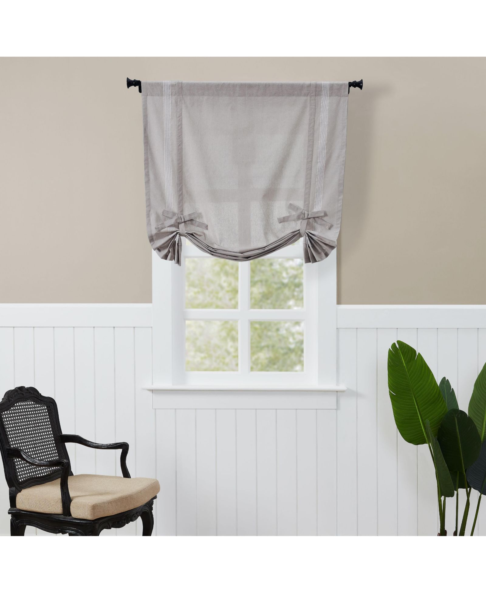 Штора Kate Aurora Country Farmhouse Cotton Striped Rod Pocket Tie Up Window Curtain Panel