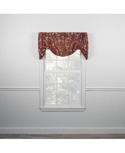 Ellis Curtain Meadow High Quality Room Darkening Solid Natural Color Lined Tie-Up Window Valance - 50 x22", Cardinal