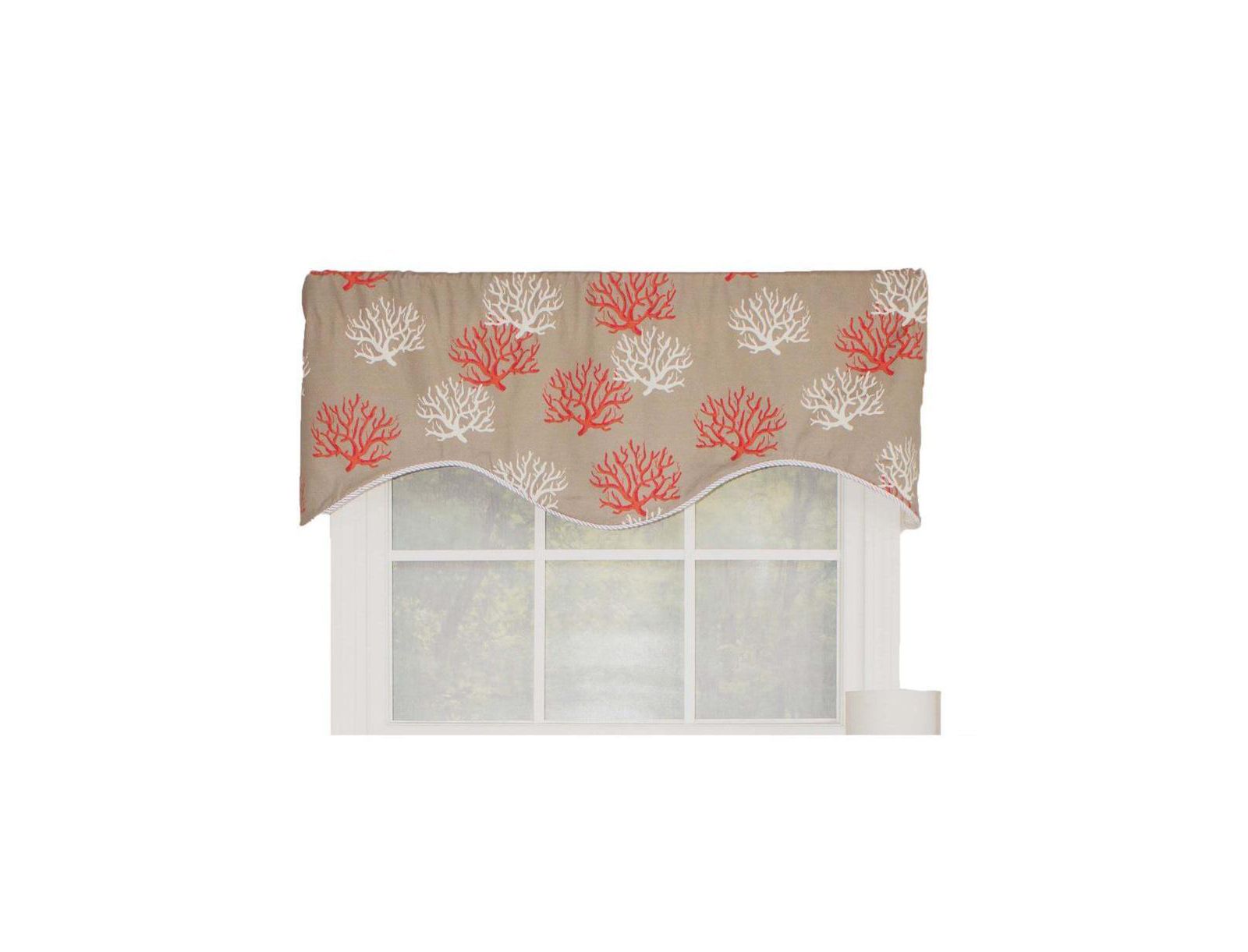 RLF Home Sea Coral Cornice All Season 3" Rod Pocket Valance 50" x 17"